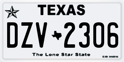 TX license plate DZV2306