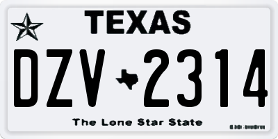 TX license plate DZV2314
