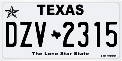TX license plate DZV2315