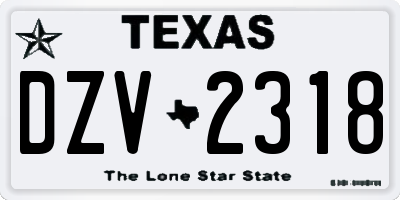 TX license plate DZV2318