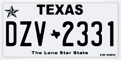 TX license plate DZV2331