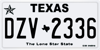 TX license plate DZV2336