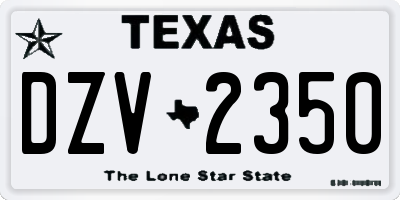 TX license plate DZV2350