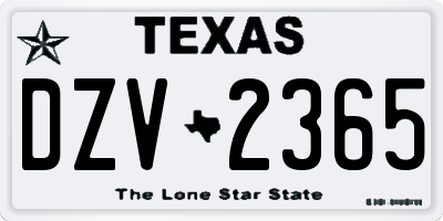 TX license plate DZV2365