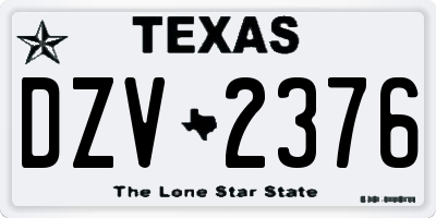 TX license plate DZV2376