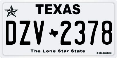 TX license plate DZV2378