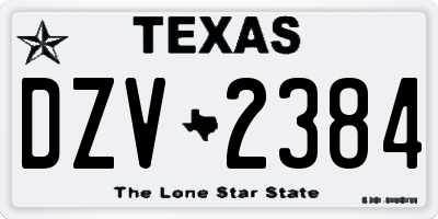 TX license plate DZV2384