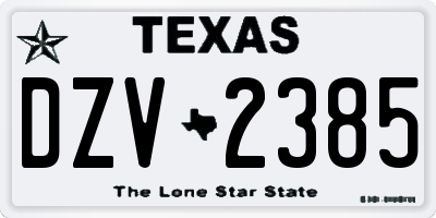TX license plate DZV2385