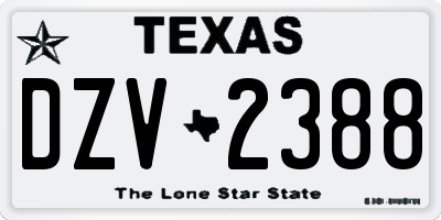 TX license plate DZV2388