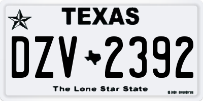 TX license plate DZV2392