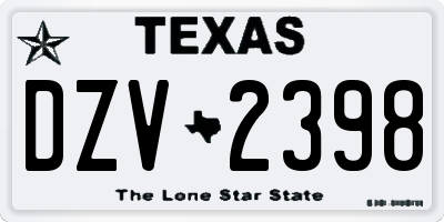 TX license plate DZV2398