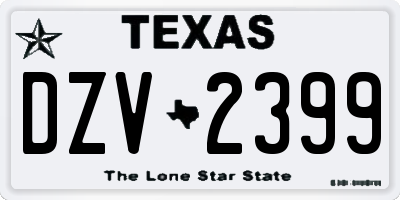TX license plate DZV2399