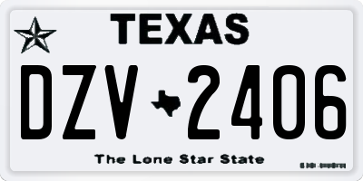 TX license plate DZV2406