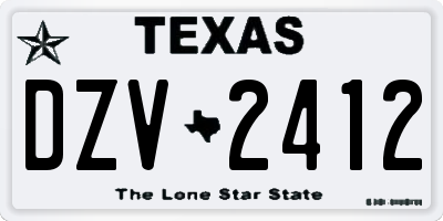 TX license plate DZV2412