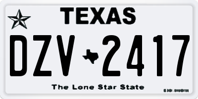 TX license plate DZV2417