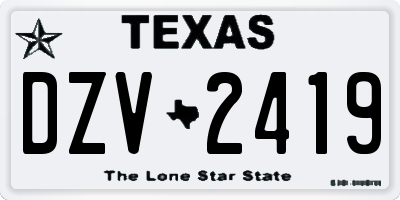 TX license plate DZV2419