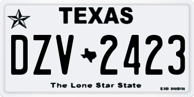 TX license plate DZV2423
