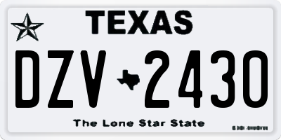 TX license plate DZV2430