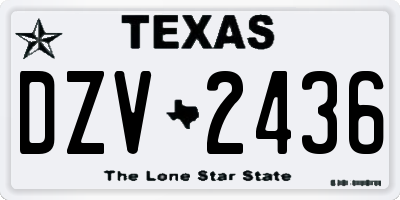 TX license plate DZV2436