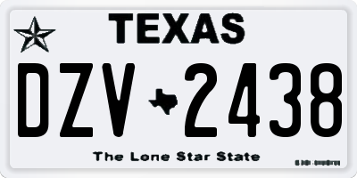 TX license plate DZV2438
