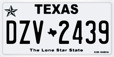 TX license plate DZV2439