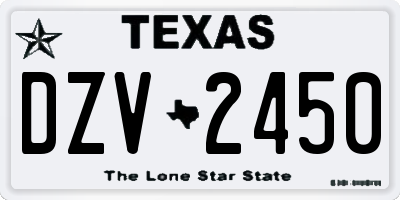 TX license plate DZV2450