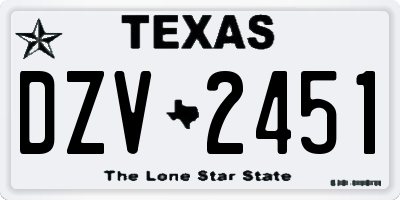 TX license plate DZV2451