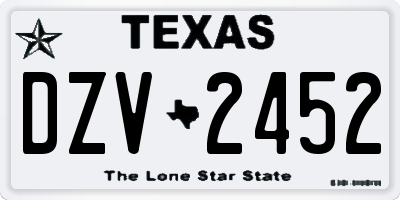 TX license plate DZV2452