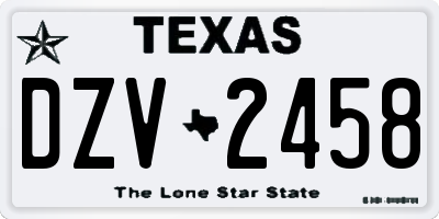 TX license plate DZV2458