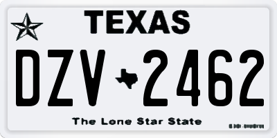 TX license plate DZV2462