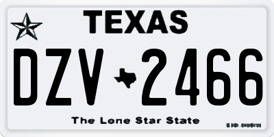 TX license plate DZV2466