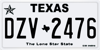 TX license plate DZV2476