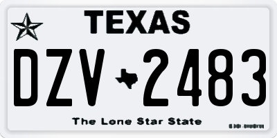 TX license plate DZV2483
