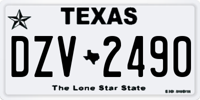 TX license plate DZV2490