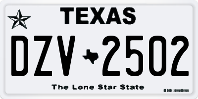 TX license plate DZV2502