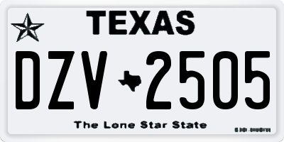 TX license plate DZV2505