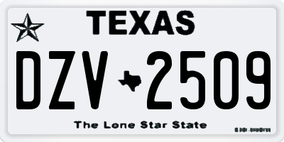 TX license plate DZV2509