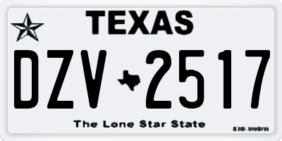 TX license plate DZV2517