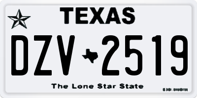 TX license plate DZV2519