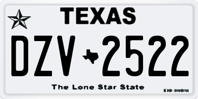 TX license plate DZV2522