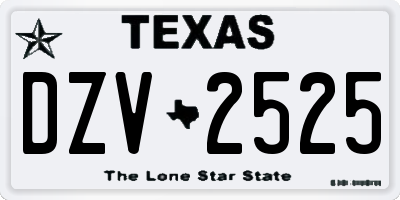 TX license plate DZV2525