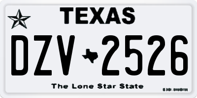 TX license plate DZV2526