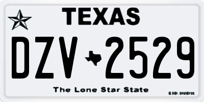 TX license plate DZV2529