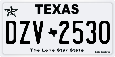 TX license plate DZV2530