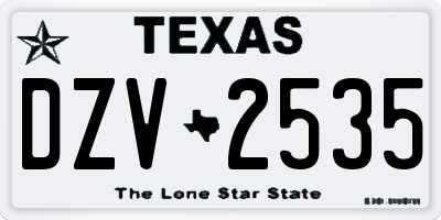 TX license plate DZV2535