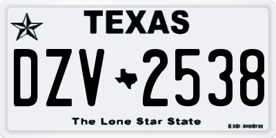 TX license plate DZV2538