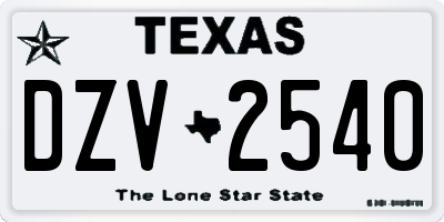 TX license plate DZV2540