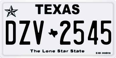 TX license plate DZV2545