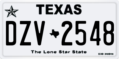 TX license plate DZV2548