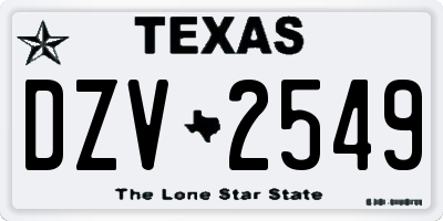 TX license plate DZV2549